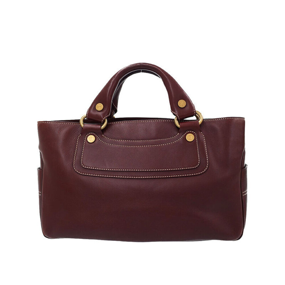 Celine Boogie Leather Shoulder Bag Handbag Burgundy Red